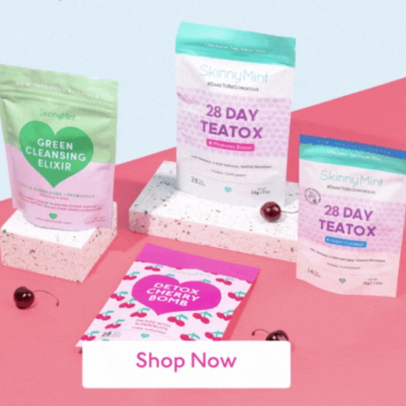 SKINNYMINT 28 Day Ultimate Teatox / Detox Cherry Bomb / Green Cleansing