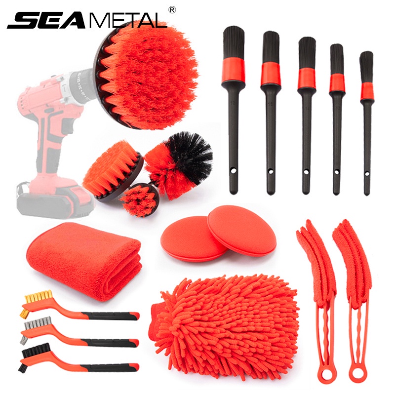 18Pcs Car Wash Kit Set Electric Drill Brush Cleaning Kit Detail Brush