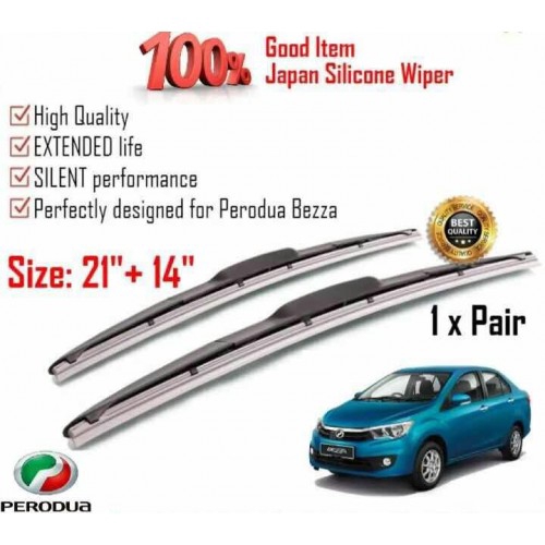 100% Japan Silicone Car Wiper Size (21" + 14") 1 Pair For 