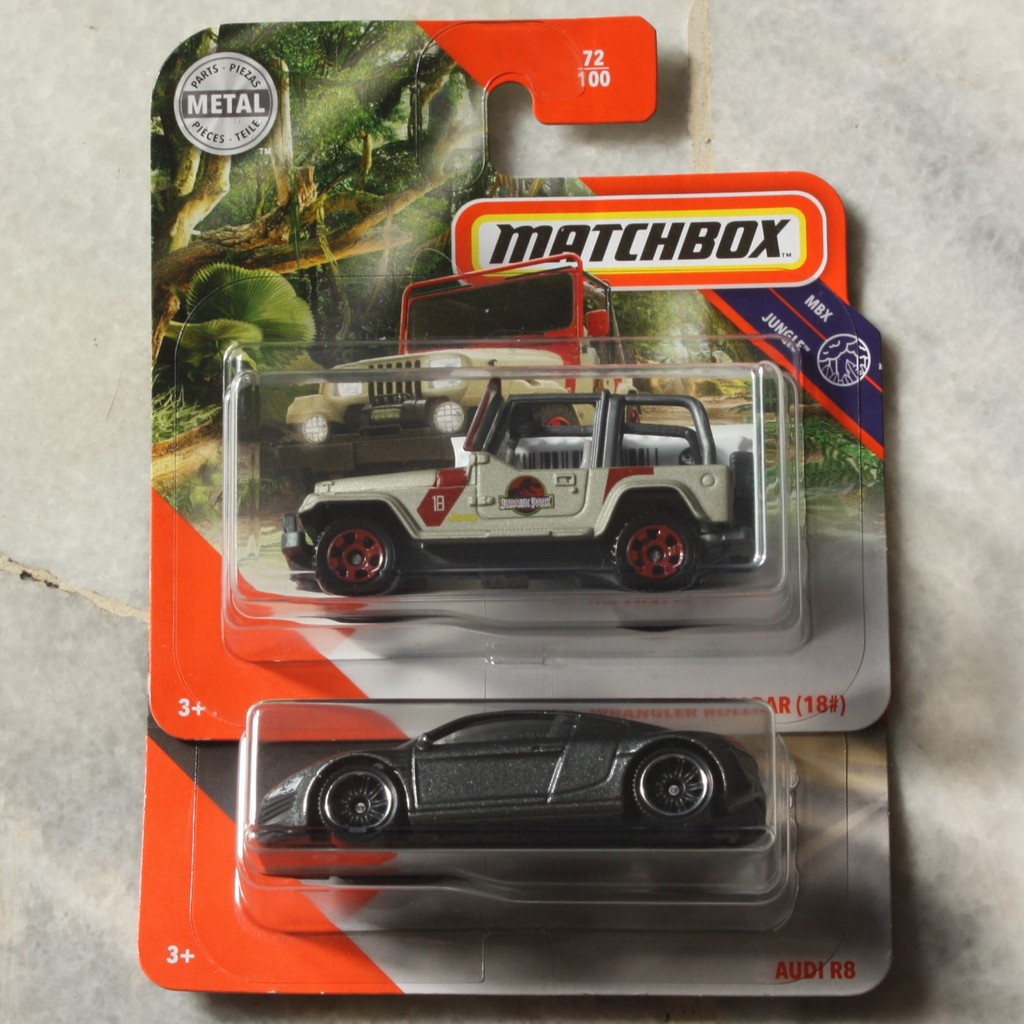 Matchbox Audi R8 And Matchbox Jeep Wrangler Rollbar Jurassic Park Lot Of 2 Shopee Malaysia