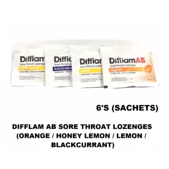 Difflam Ab Sore Throat Lozenges 6`s Orange Blackcurrant Lemon