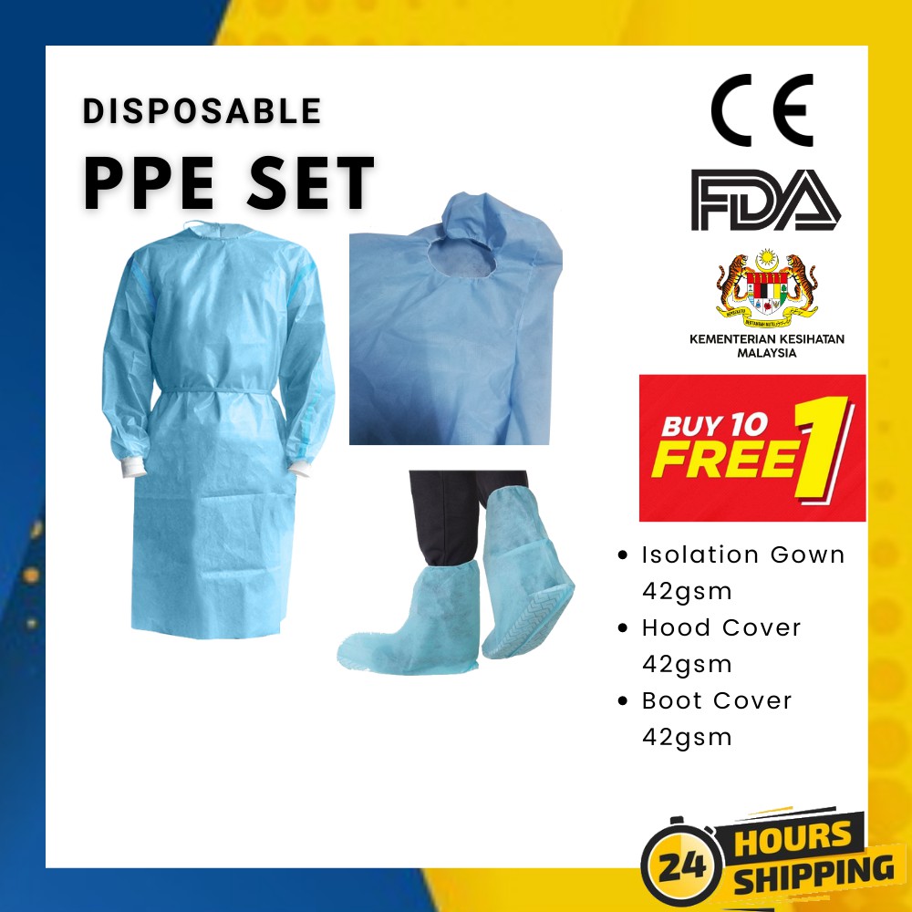 Ppe Isolation Gown Non Woven 45 Gsm Set Full Ppe Suit Ppe Gown Medical
