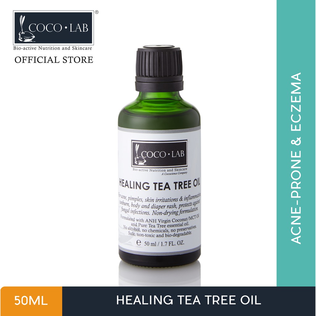COCOLAB Healing Tea Tree Oil (50ml) [For Pimples, Acne, Rashes, Flare-ups, Eczema] - non-drying, pimple ointment, cream