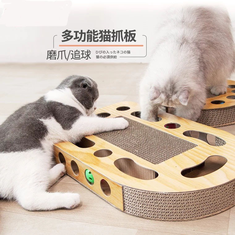 Cat Scratching Toy Premium Recycled Corrugated Kitty Scratcher Cardboard One Scratch Pad, 2 in 1 Training Toy, Ball Toy