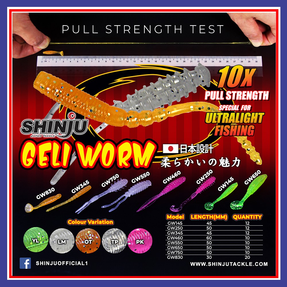 Shinju Umpan Geli Worm Umpan Cacing For Ultralight Fishing Bait Lure Artifcial Baits