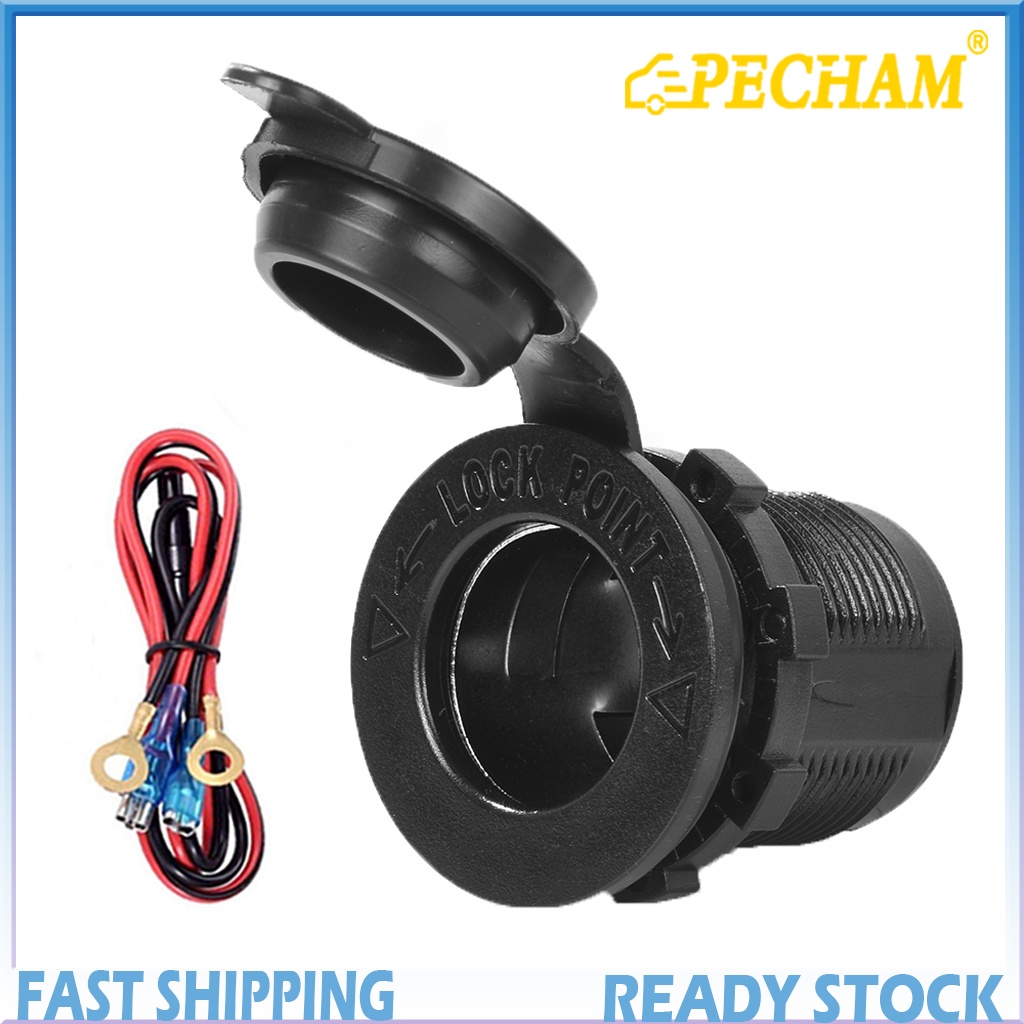 PECHAM Motorcycle Car Cigarette Lighter Power Socket Waterproof Boat Tractor Accessories 12V