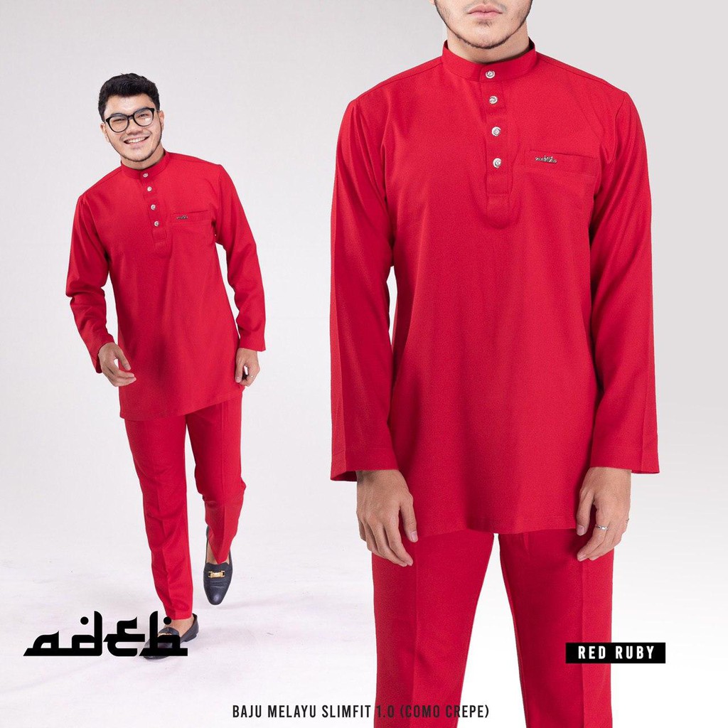  Baju  Melayu  Red Merah  Slimfit Shopee Malaysia