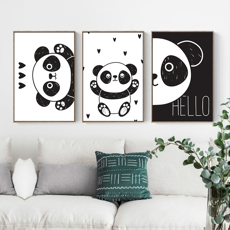 Panda Canvas Painting Wall Art Picture Cartoon Poster For Living Room Home Decor
