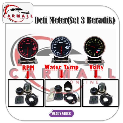 DEFI BF METER 3 BIJI- RPM/ WATER TEMP/ VOLTS Defi Meter 2.5 Inch D Oil Temp,Boost,Volts,Vaccum,Tachometer,Water Tem