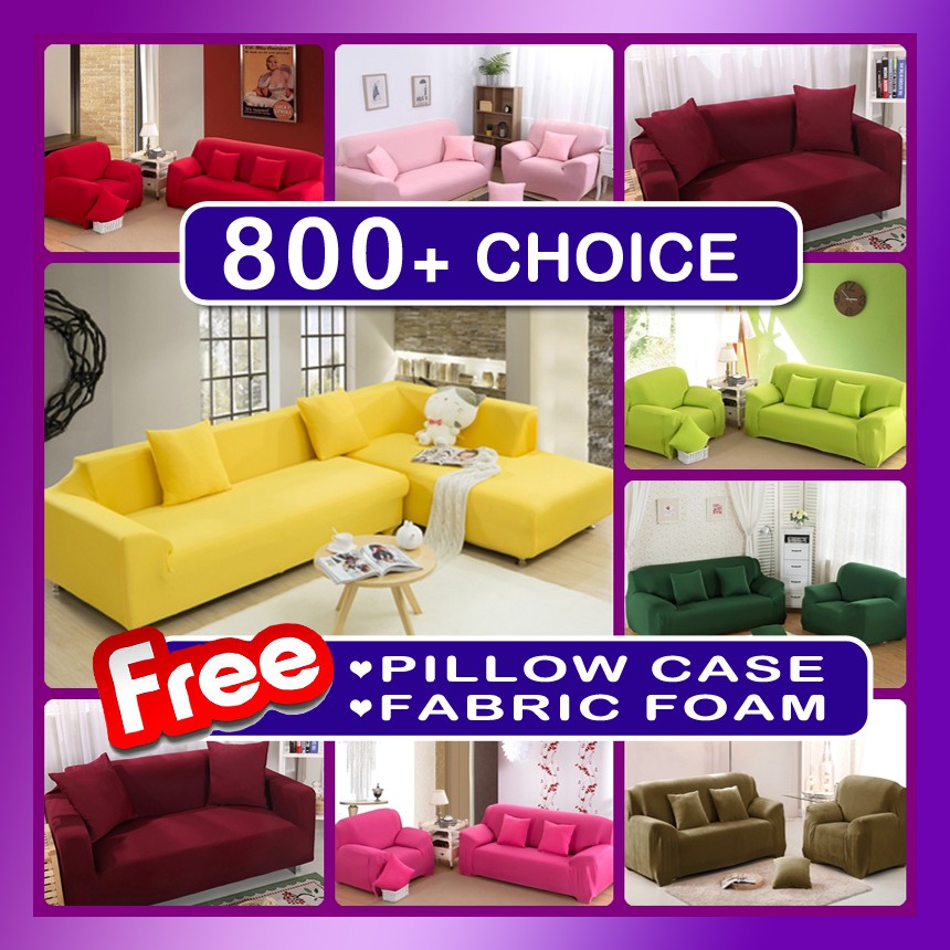 Sofa Cover 1 2 3 4 Seater Sofa Anti Skid Stretch Protector Couch Slip Cushion 600 Choice Plain Colour L Shape Shopee Malaysia