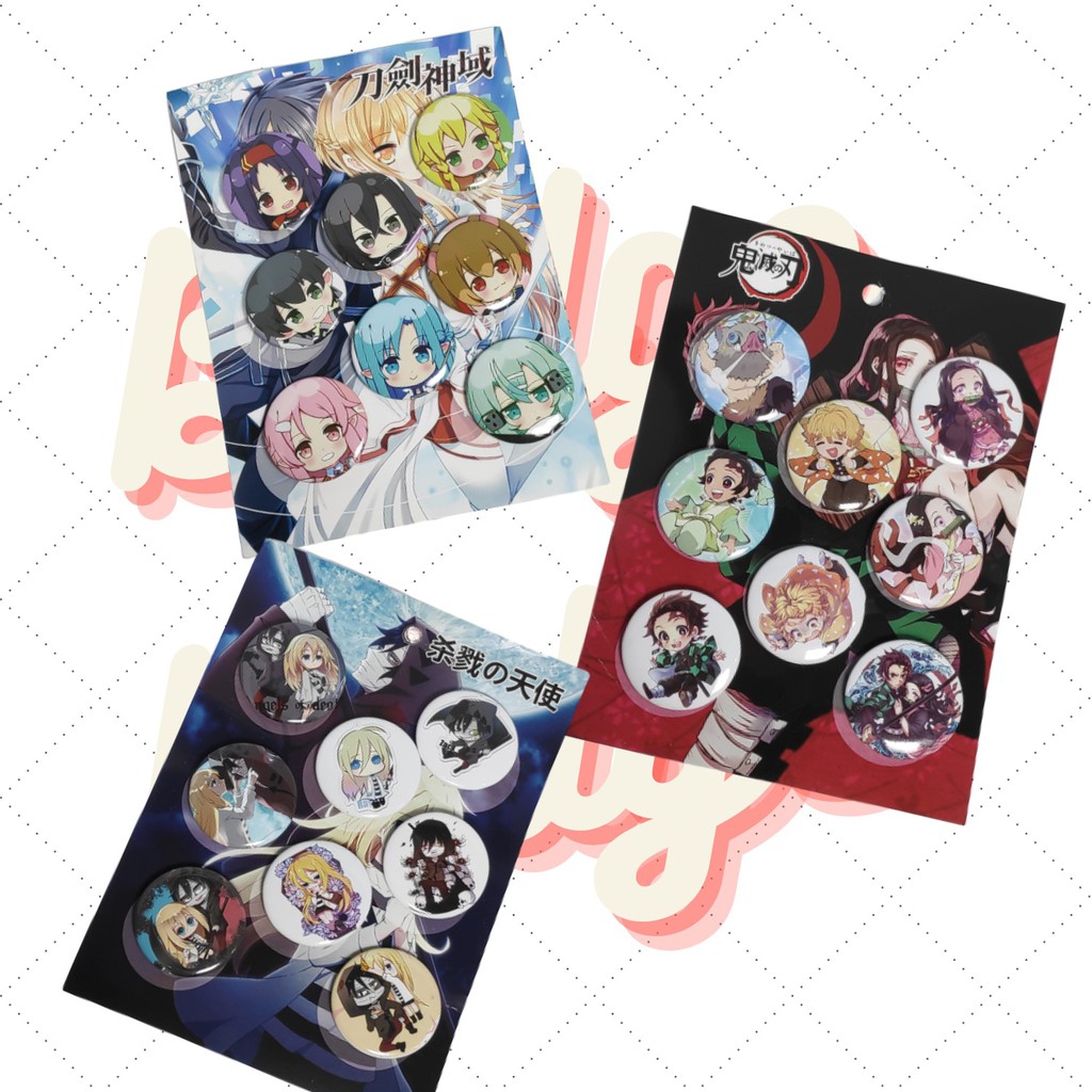 Anime Badge Tinplate (8 pieces in 1 set) Kimetsu No Yaiba Demon Slayer ...