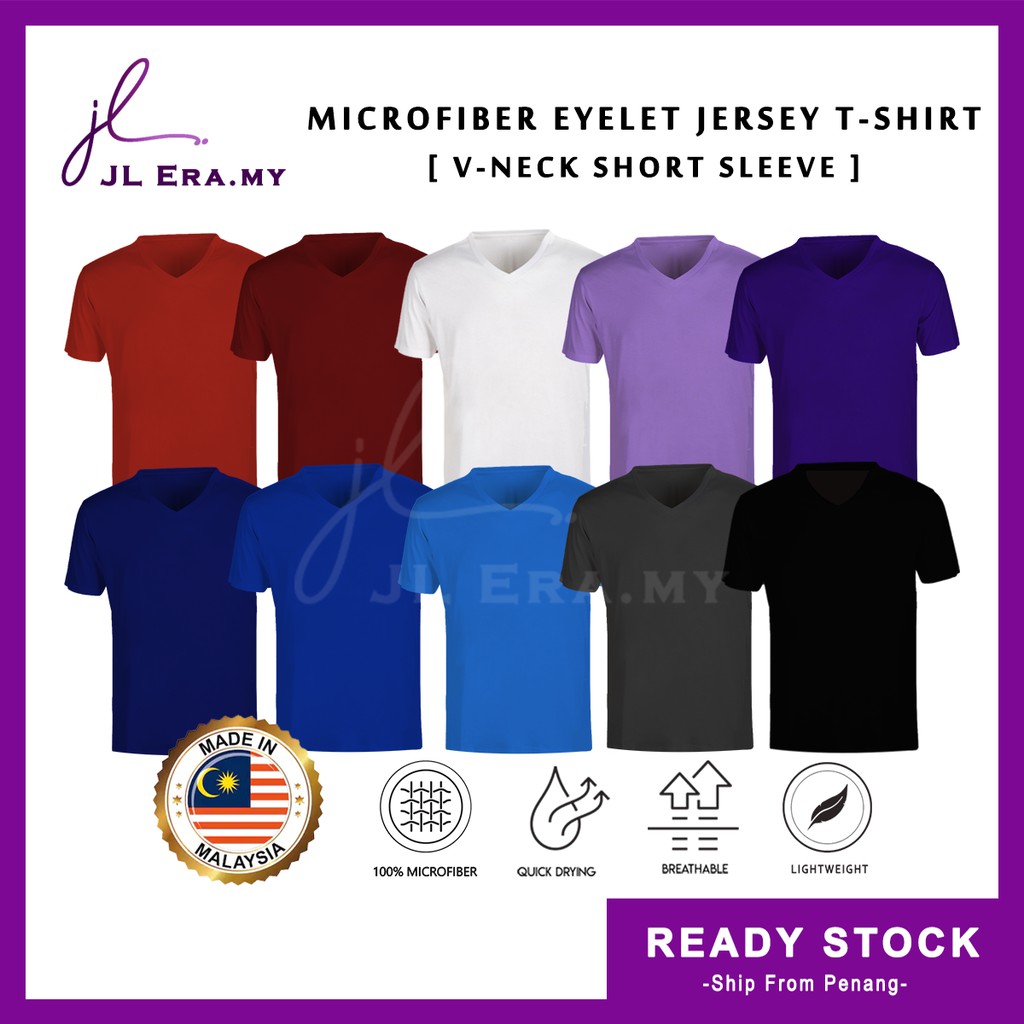 VNeck Microfiber Eyelet Jersey Tshirt VNeck Short Sleeve