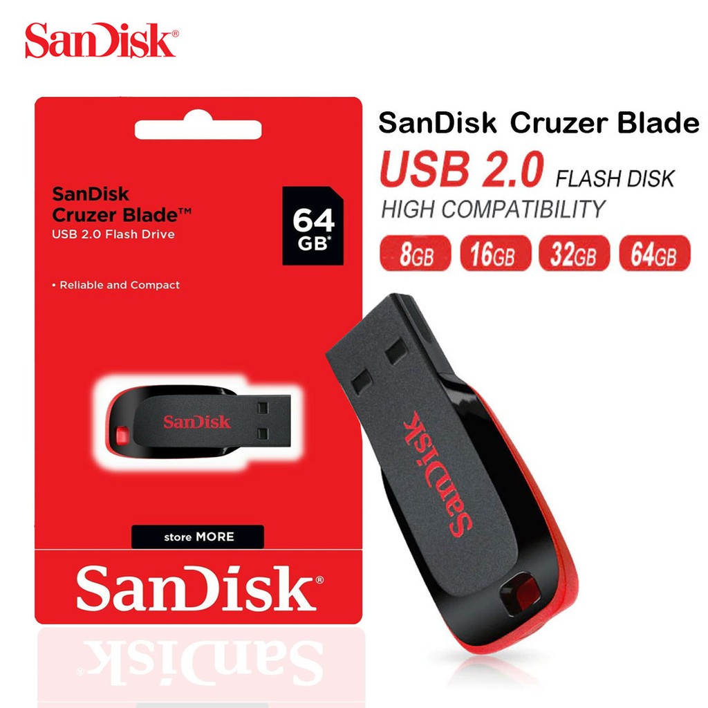 Sandisk Cruzer Blade Cruzer Glide Usb 2 0 Flash Drive Reliable And Compact Pendrive 8gb 16gb 32gb 64gb Black Red Shopee Malaysia