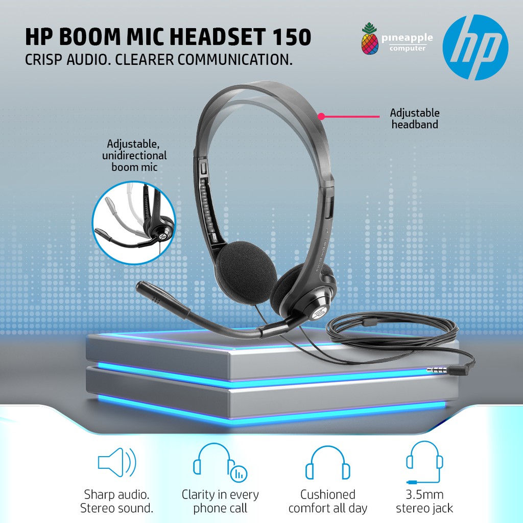 HP Boom Mic Headset 150 Sharp audio. Stereo sound. Clarity in every