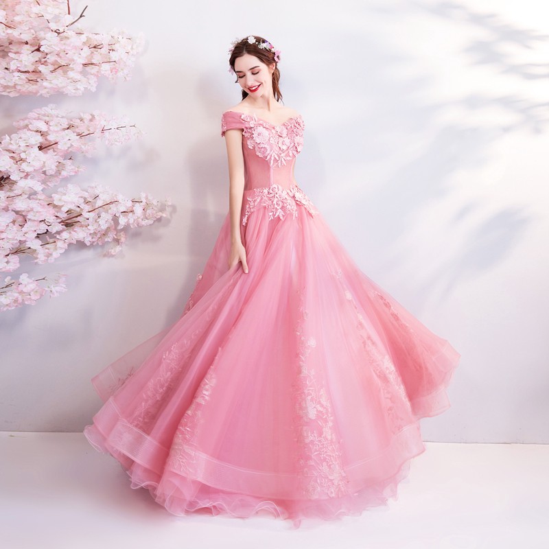 Bright pink, pink flowers, bridal gowns, wedding dresses, toast ...