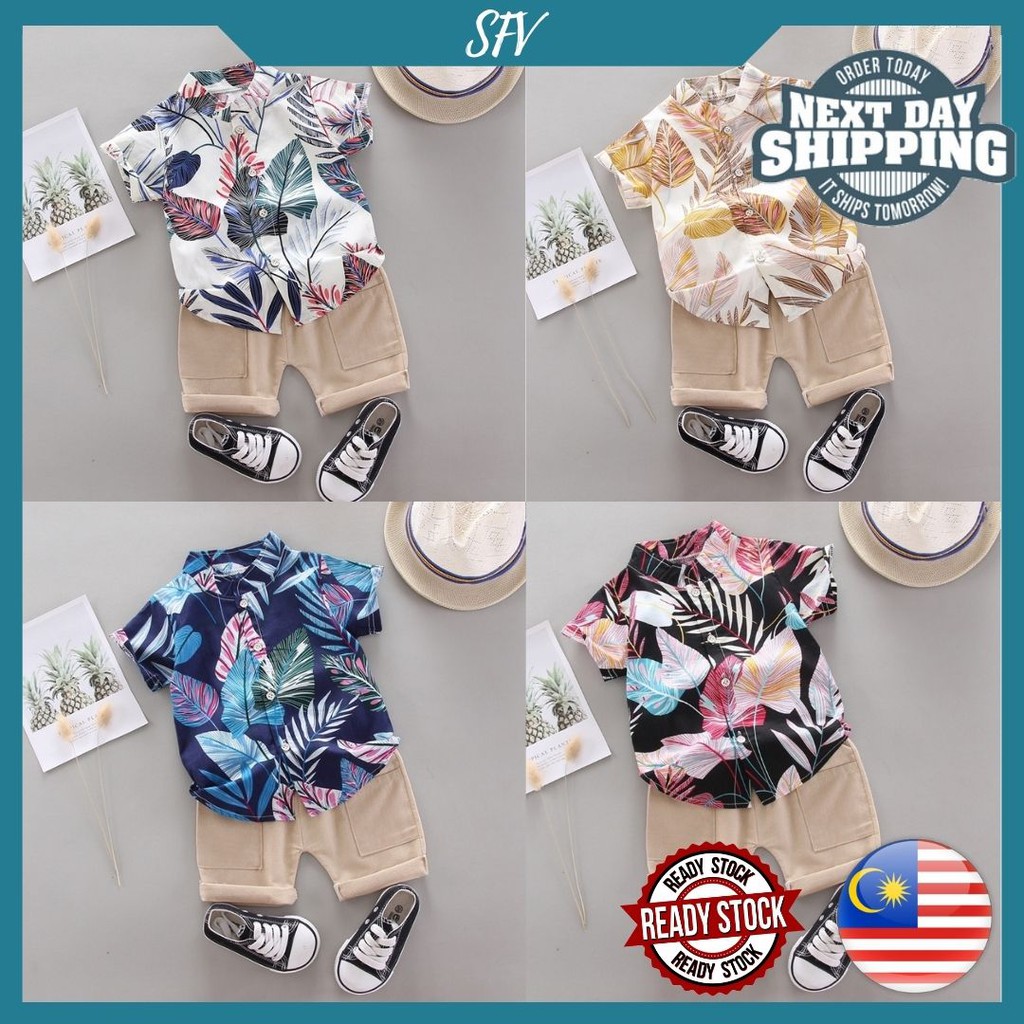 #Malaysia Stock# Baby Kids Boy Clothing Stylish Leaf Design Baju Baby Baju Bayi Lelaki Kanak Kanak