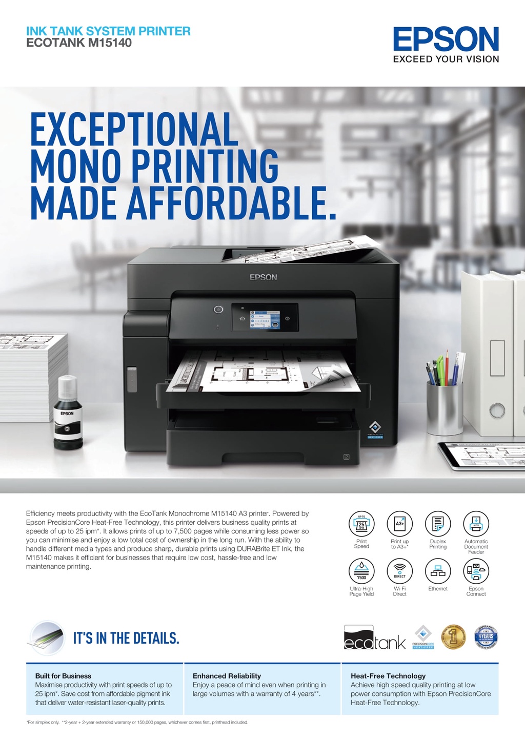 Epson EcoTank Monochrome M15140 A3 WiFi Duplex AllinOne Ink Tank