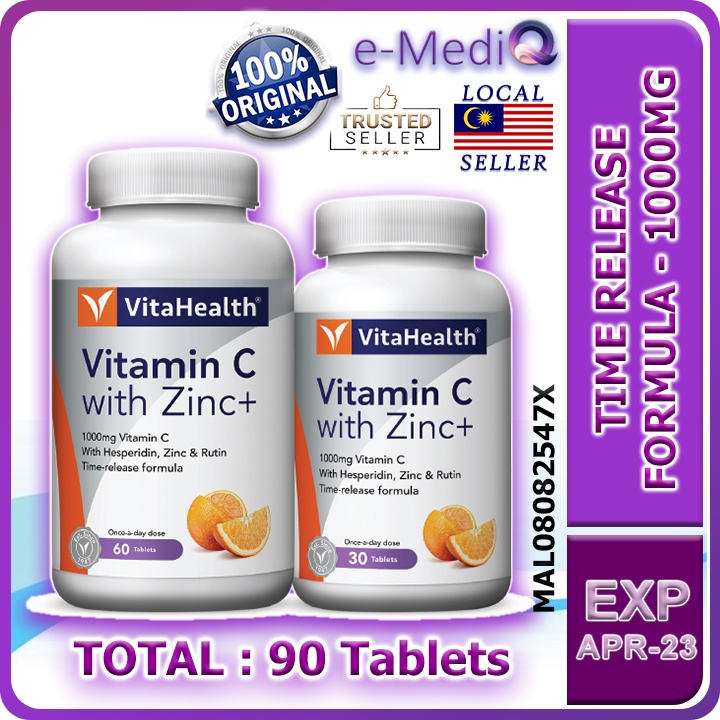 Vitahealth Vitamin C With Zinc 60s+30s Set with Time Release (Exp Apr/2023) Shopee Malaysia