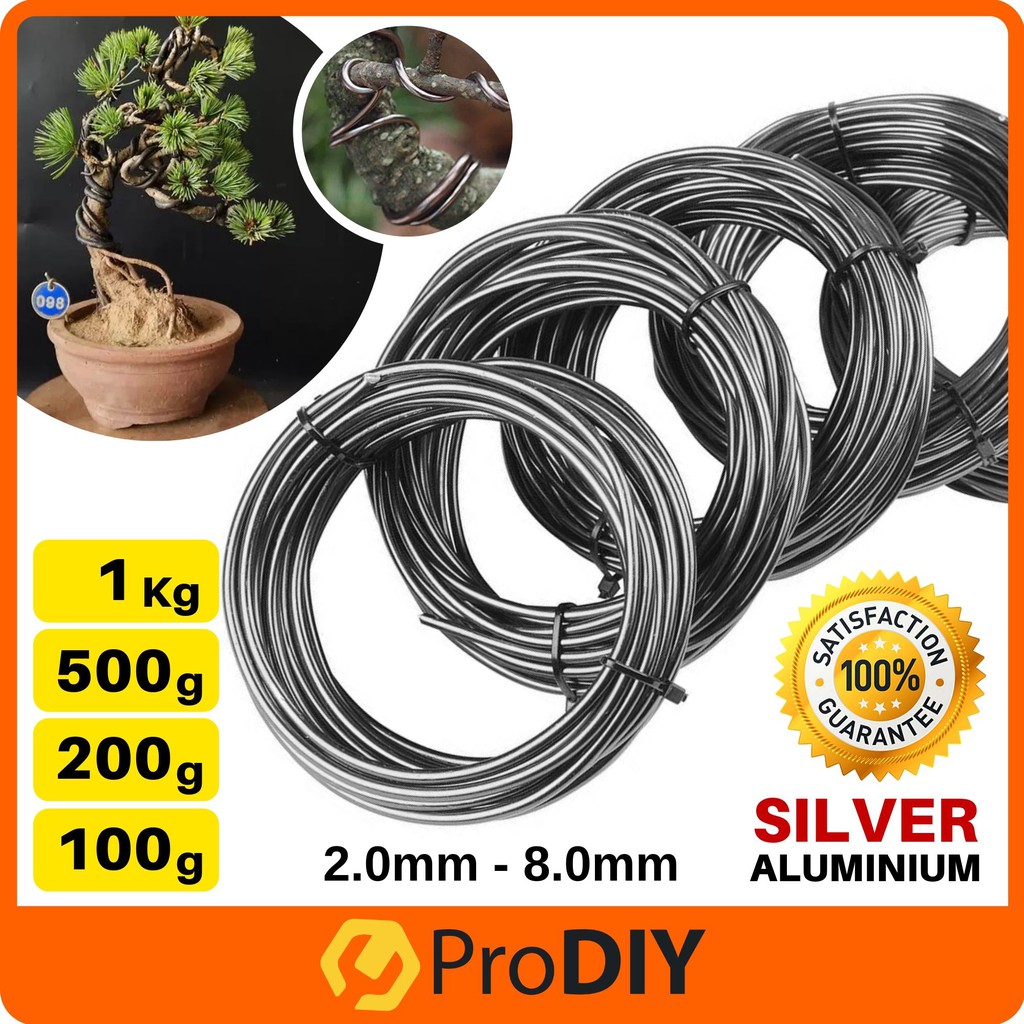 Silver Color Aluminium Bonsai Gardening Wire Dawai Pokok 1kg 500g 200g