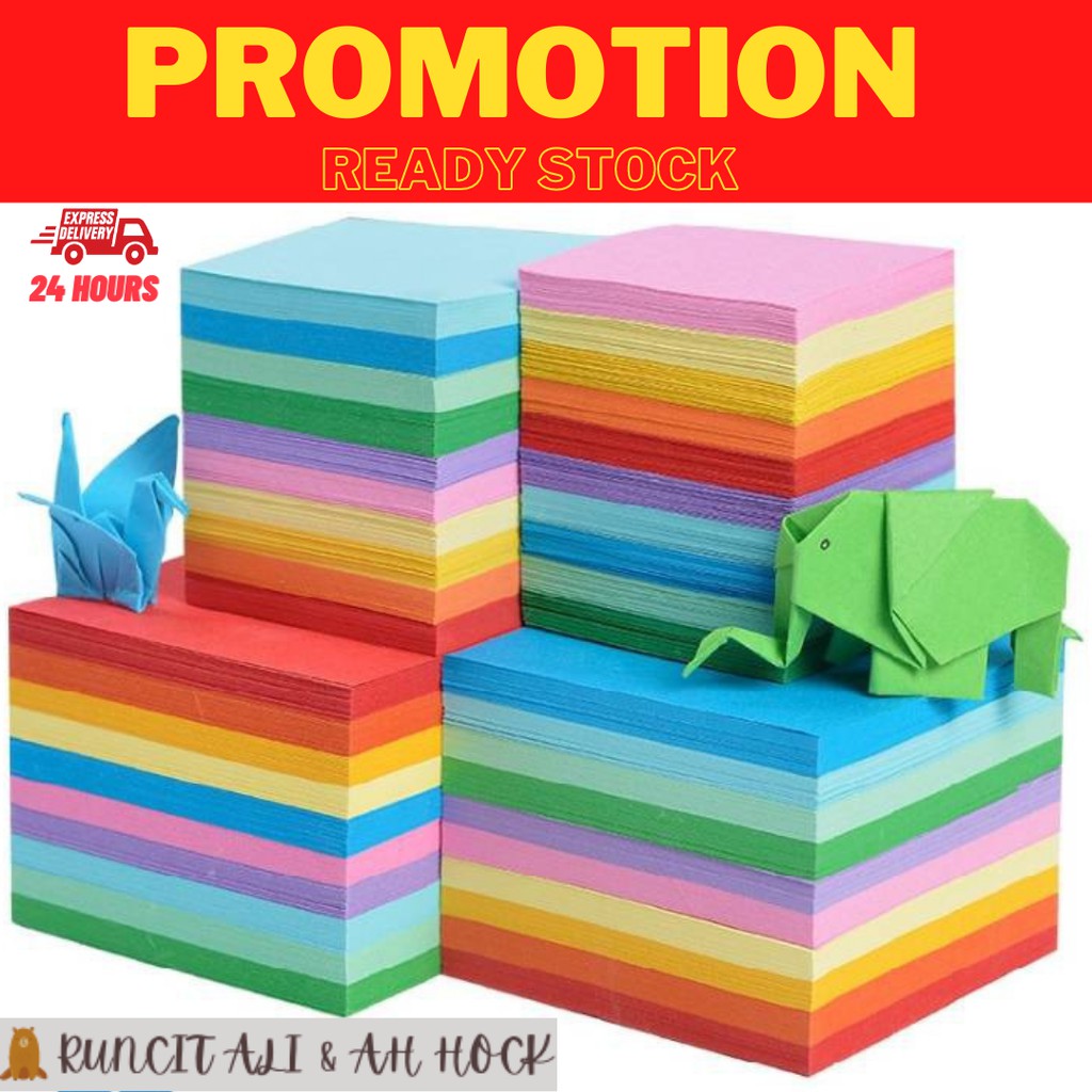 READYSTOCKCOLORFUL Origami Craft Paper Crane Square Craft Folded Papercraft Kertas Warna 100pcs