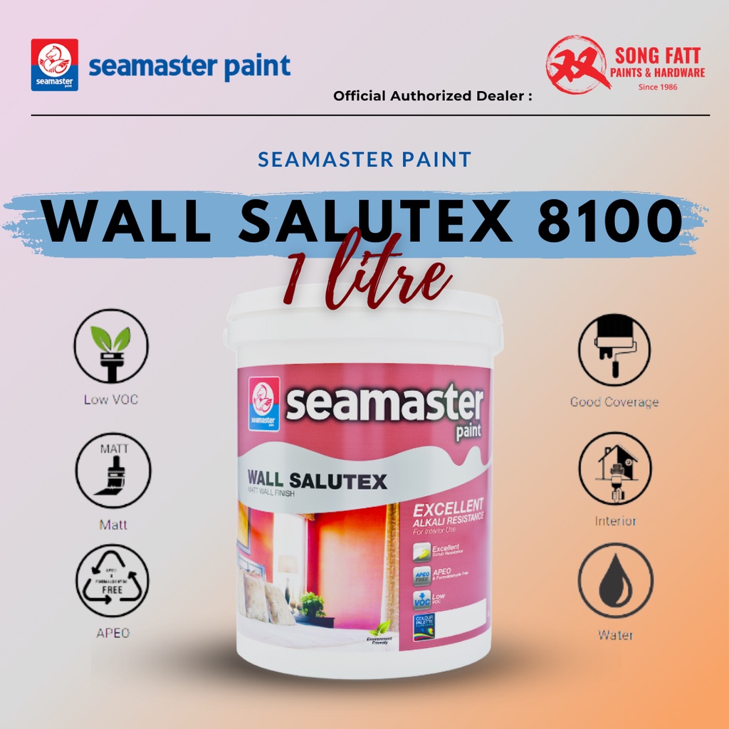 Seamaster Paint WALL SALUTEX 8100 (WHITE/COLOUR) 1L Walltex/Eco-Wall ...