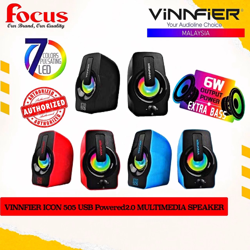 Vinnfier PC Stereo Speaker Icon 505 USB Portable Speaker Bass with RGB LED For Laptop Desktop Computer Smartphone Tablet