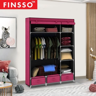 FINSSO : Wardrobe with Drawer / Almari Baju Rak Baju Clothes Organization Storage Rack Cabinet