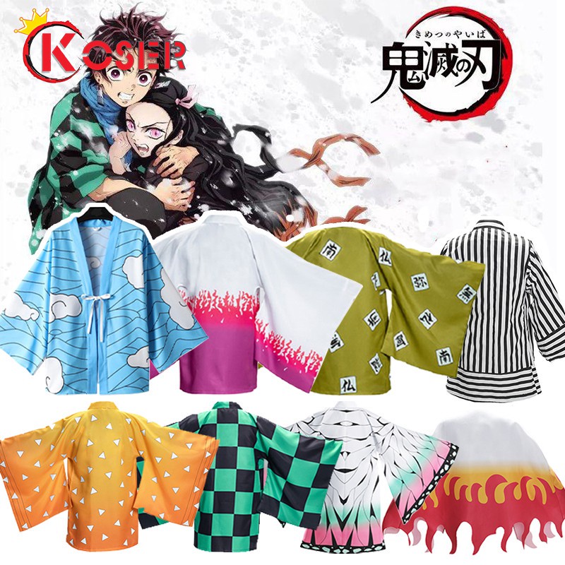 COSER KING Demon Slayer: Kimetsu no Yaiba mens Haori Cape Kamado ...