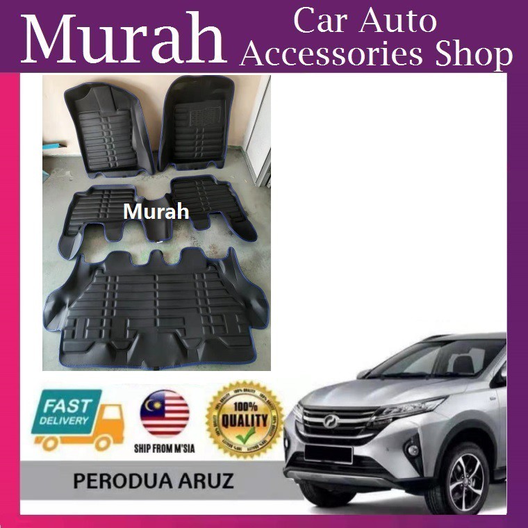 Perodua Aruz 5D Car Floor Mat & Carpet (3row)  Shopee 