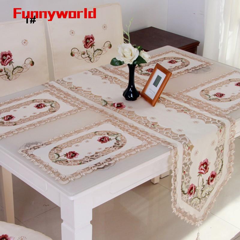 New Table Runner Embroidered Floral Lace Fabric Translucent Gauze Table Cloth ❤ 