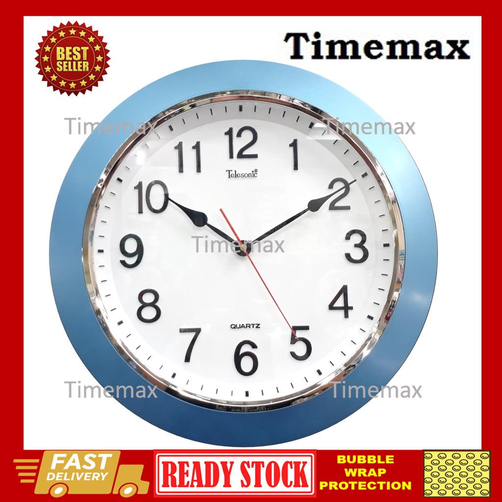 Telesonic Elegant Wall Clock Light Blue Big Screen 9620 Shopee Malaysia