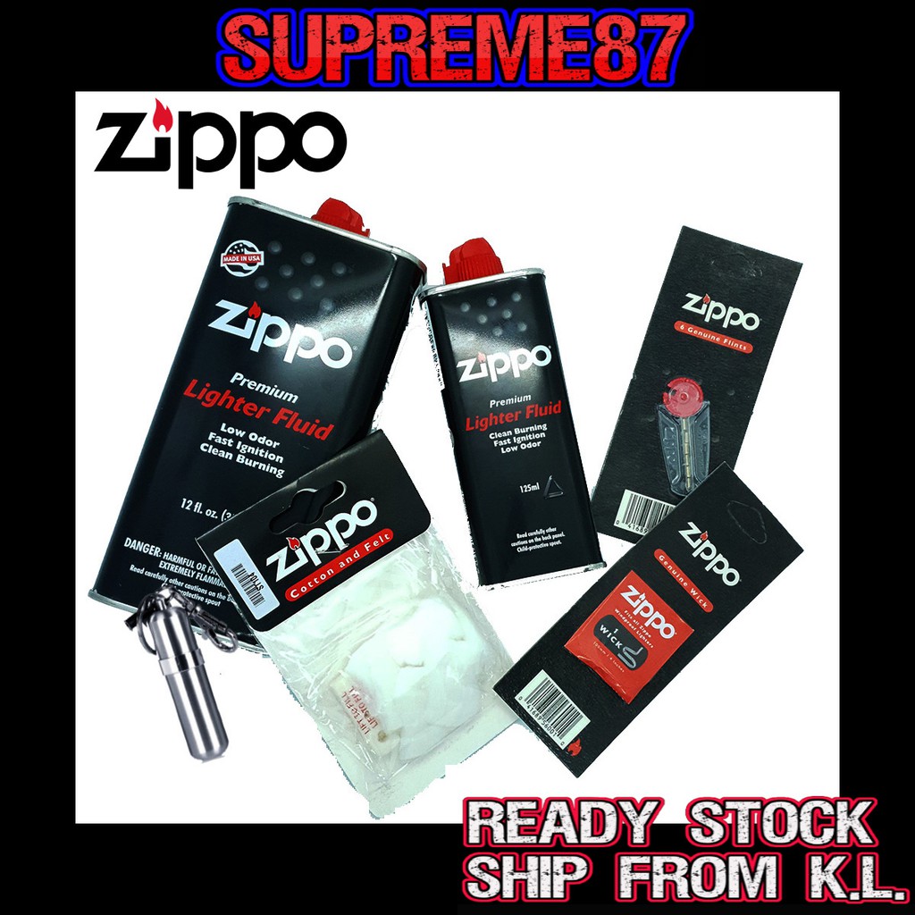 ZIPPO Replacement Kits Genuine Flint+Wick+Cotton+Felt+Fluid And Other