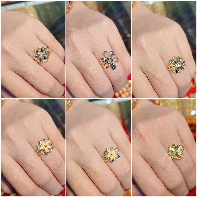 Cincin Bunga Padat Design Baru Emas 916