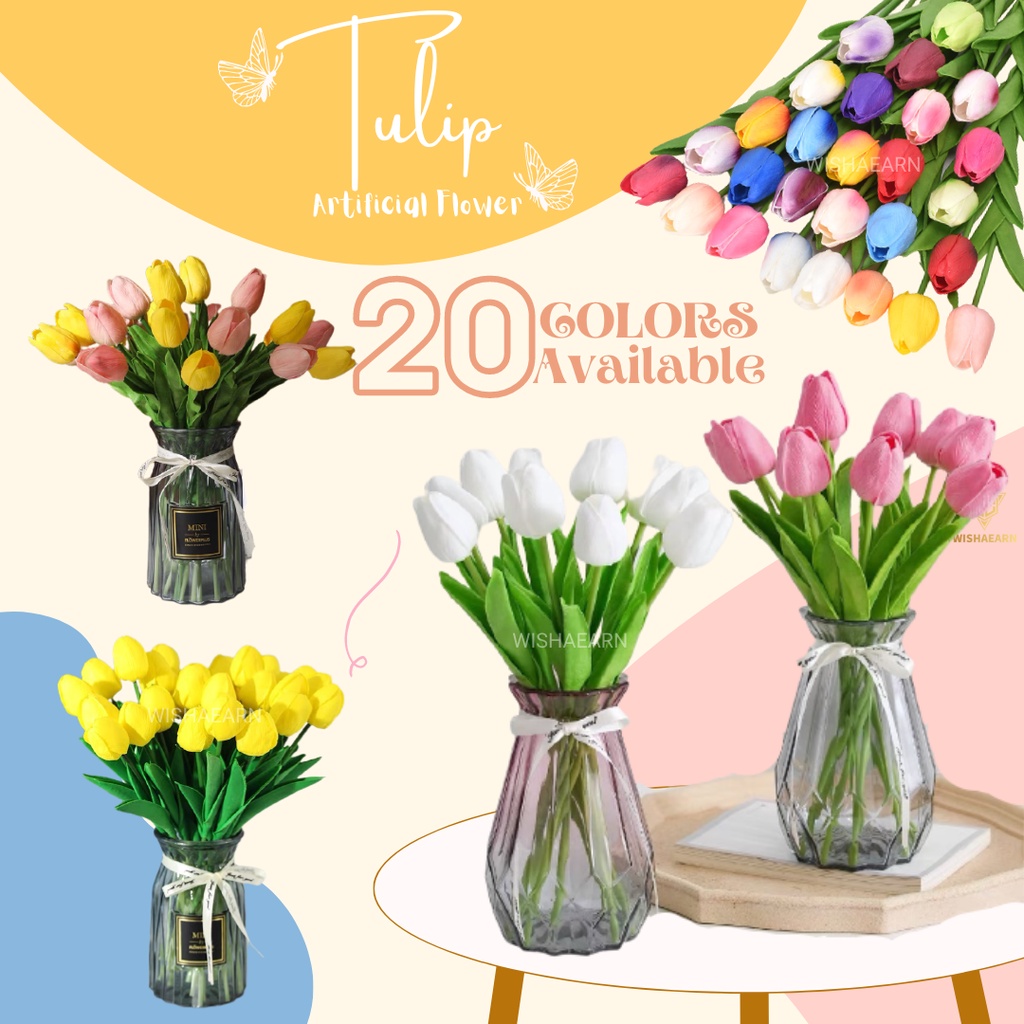 Ready Stock] 1PC Tulip Artificial Flower High Quality | Bunga Hiasan Home/ Wedding Decoration