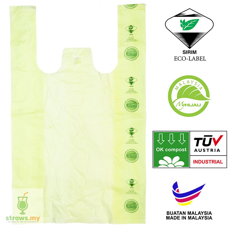 17"x19" (E40) BIODEGRADABLE & COMPOSTABLE Bio Singlet Bag (not Plastic Bag) | SIRIM Eco Label Certified - DBKL Approved