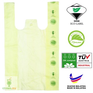 BIODEGRADABLE & COMPOSTABLE Bio Singlet Bag (not Plastic Bag) | SIRIM Eco Label Certified - DBKL Approved