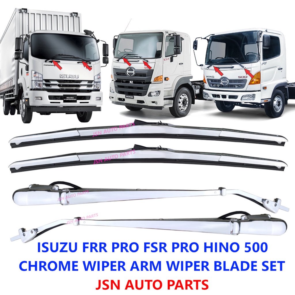 J05S08 ISUZU FSR PRO FRR PRO HINO 500 CHROME WIPER ARM WIPER BLADE SET