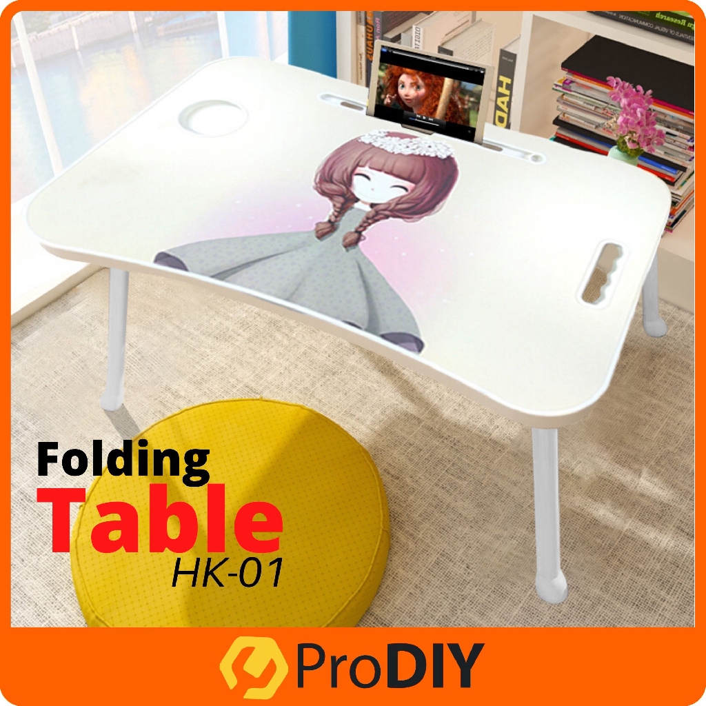Folding Table Bedroom Study Desk Cartoon Cute Design Laptop Tablet Meja Belajar Kartun Comel ( HK-01 / HK-03 / HK-04 )