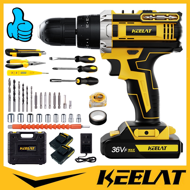 Keelat 12V/18V/36V Cordless Impact Drill Battery Set Power Drill Car