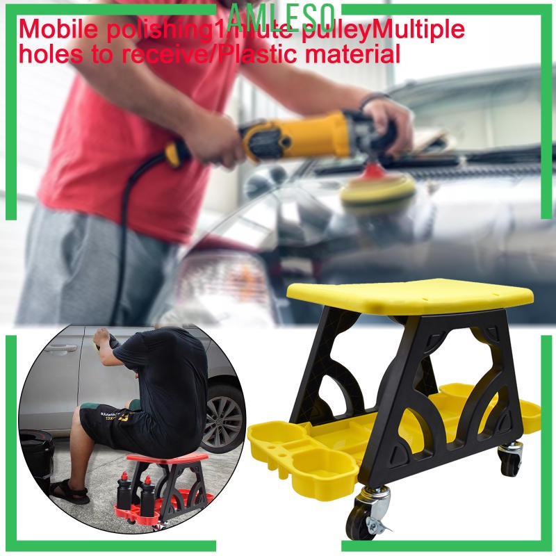[amlesoMY] Heavy Duty Car Detailing Stool Chair Rolling Car Wash Stool