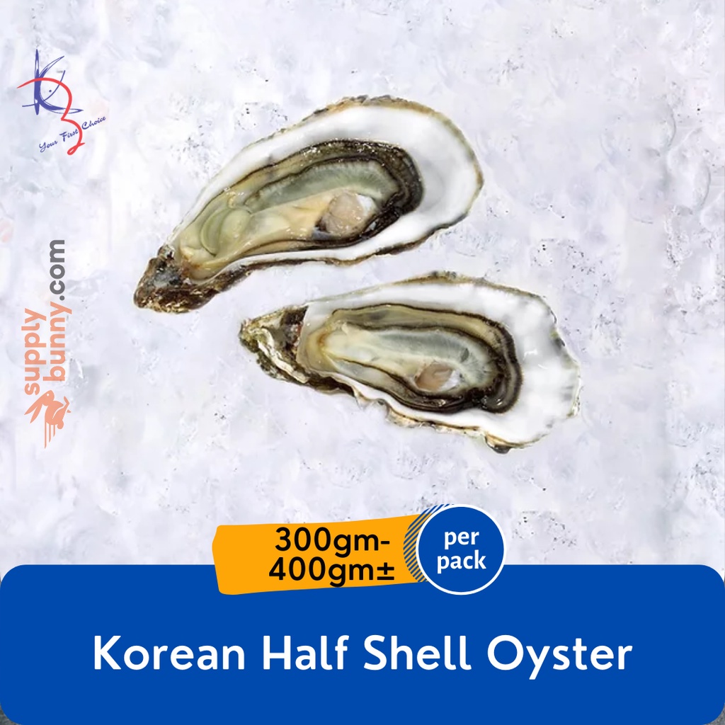Korean Half Shell Oyster 5pcs (300g-400g)± (sold per pack) 生蚝 Tiram Korea - Kaizer Frozen Seafood