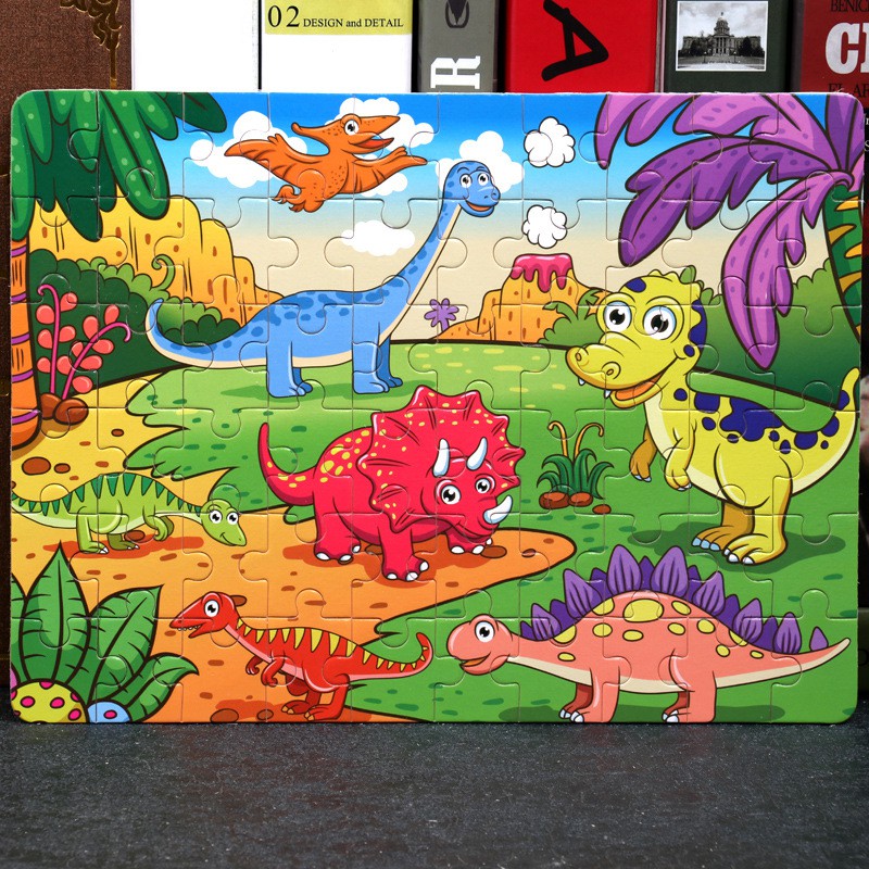 Kids Wooden Jigsaw Puzzle A4 60pcs/ 40pcs/24pcs/100pcs Wild Animals Dinosaur Ocean