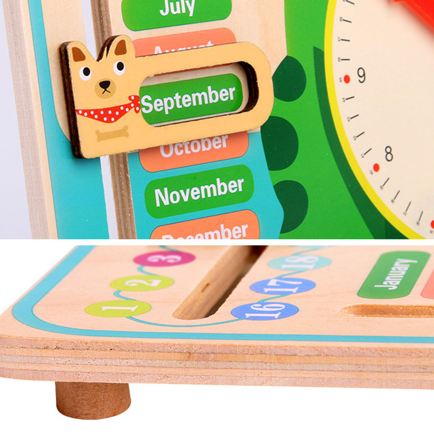 Kids Toys Wooden Clock /Weather/Seasons/Calendar/Clock Cognition Montessori Early Education Toys