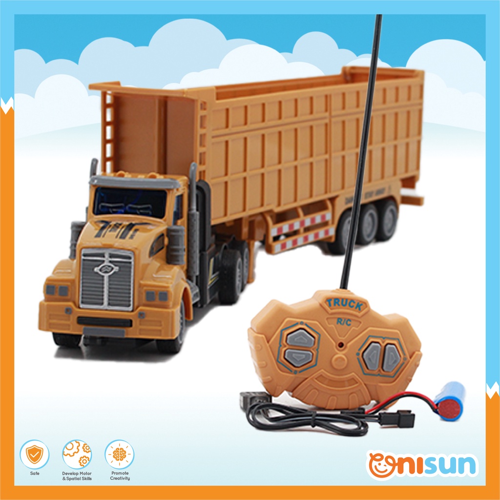 【Ready Stock】1:48 Scale Children Boy Rechargeable Remote Control Cargo Truck Transport Vehicle Car (Mainan RC Lori)