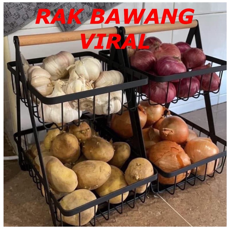 RAK BAWANG 2 TIER BEKAS BAWANG ONION RACK BEKAS BARANG DAPUR TEMPAT