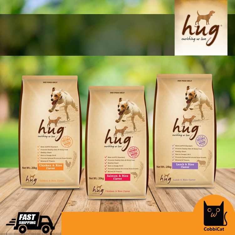 Hug Premium Dry Dog Food 18KG (Chicken & Rice , Lamb & Rice , Salmon