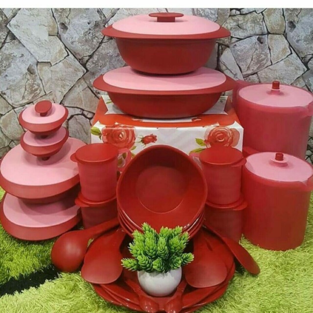 Tupperware Royal Red Raya Elegance Set | Shopee Malaysia