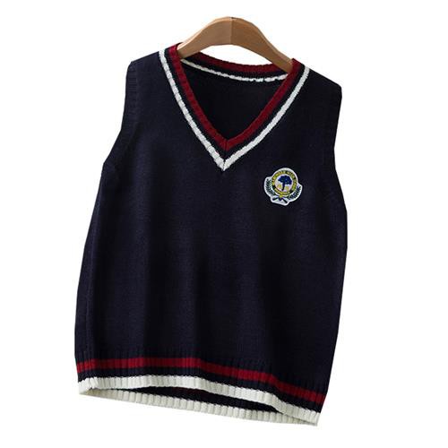 Freebily Unisex Boys Girls Knitted Sweater Vest V-Neck Casual College Style Sweaters Waistcoat Sleeveless Warm Coat 