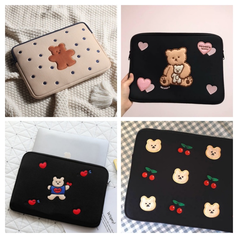 ins Cute Bear Laptop Pouch 16.1/15.6/14/13.3/11.6in MacBook Notebook