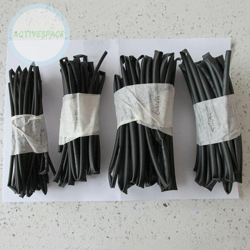 Heat Shrink Tube Tools Gadget Pack 1m 4pcs 3mm-6mm Assortment Insulation Sleeving Black Wrap Electrical Durable